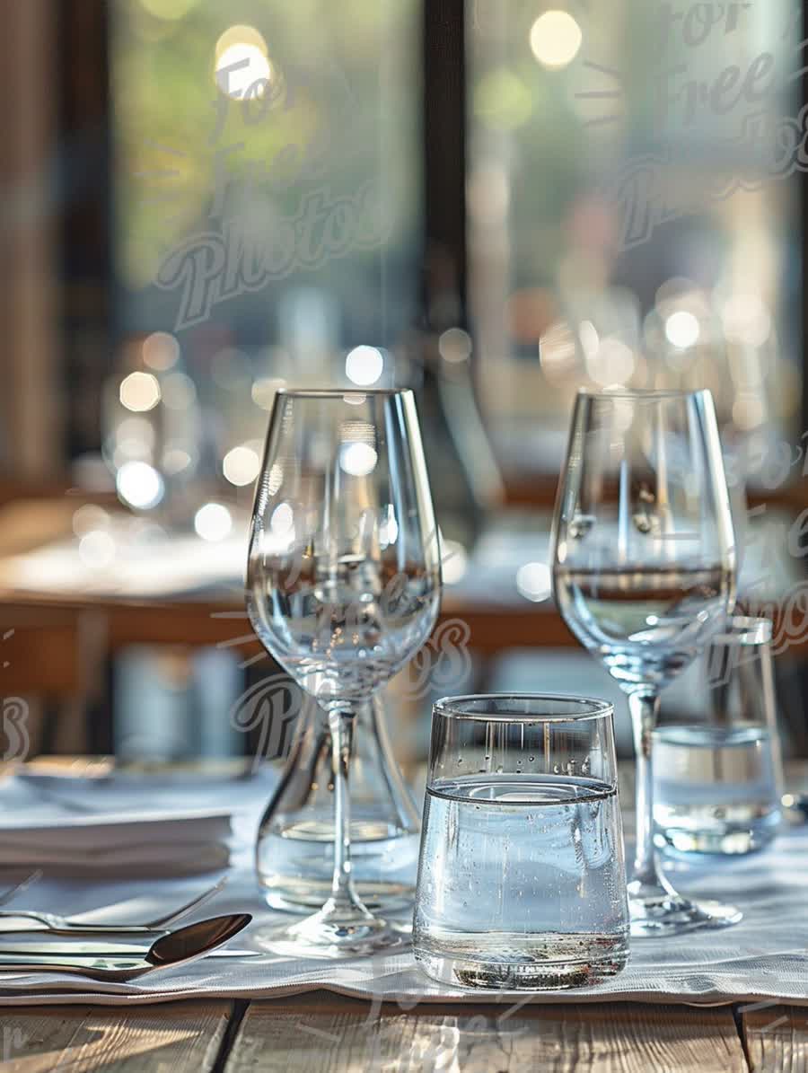 Elegant Dining Table Setting with Glassware and Natural Light