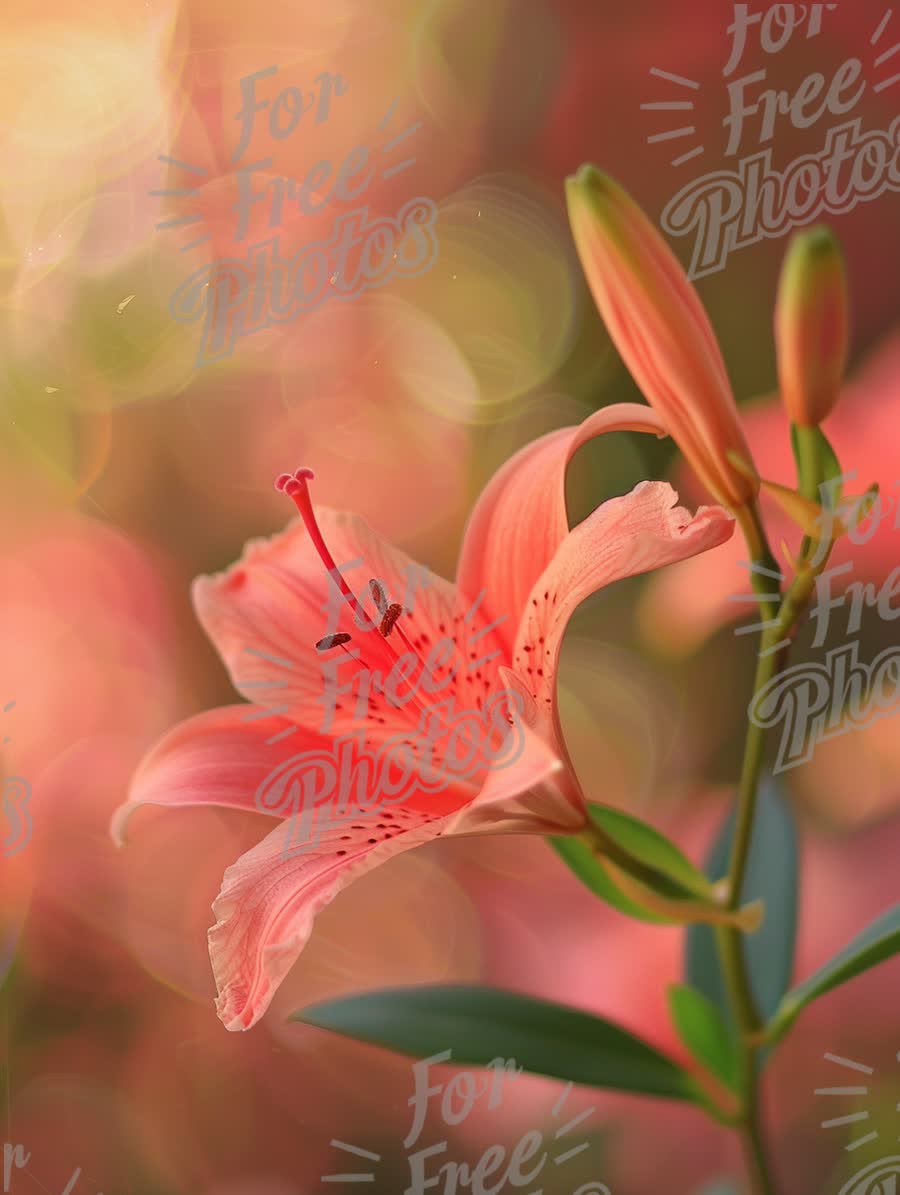 Delicate Pink Lily Blossom with Soft Bokeh Background