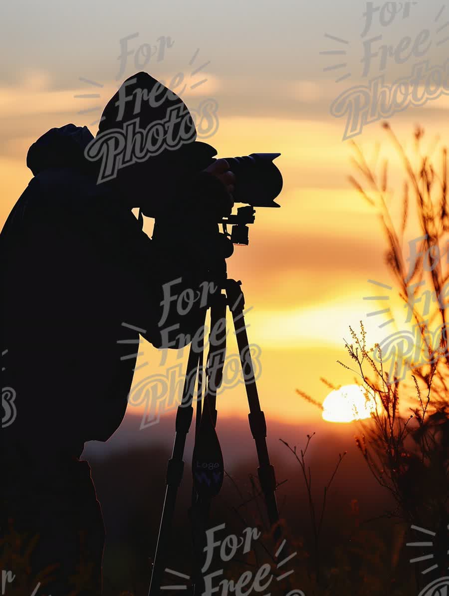 Silhouette of Photographer Capturing Sunset Landscape