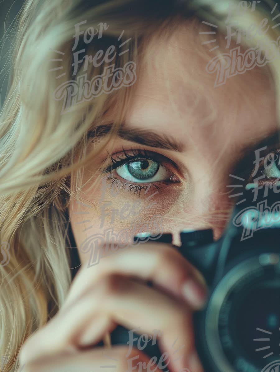 Capturing Moments: Close-Up of a Photographer with Stunning Blue Eyes