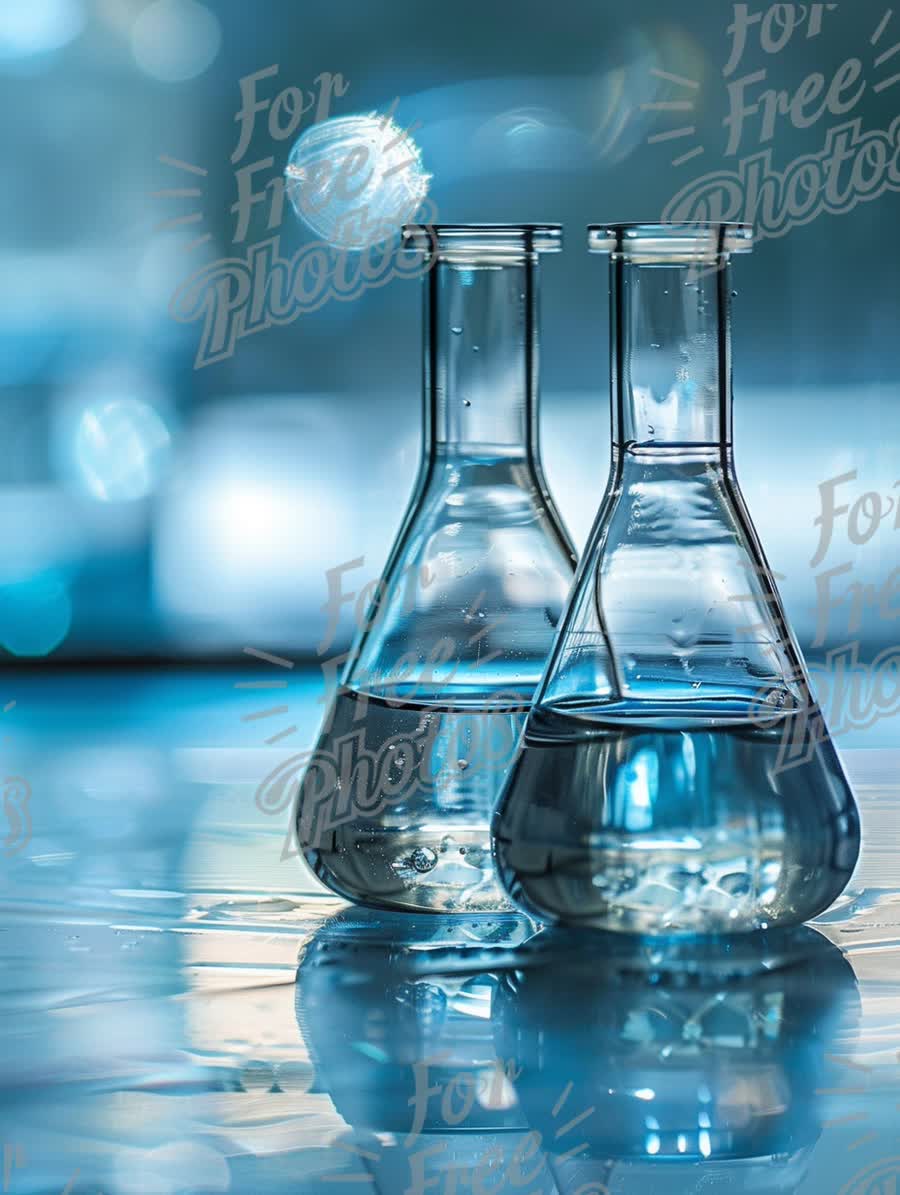 Laboratory Glassware with Clear Liquid - Science and Research Concept