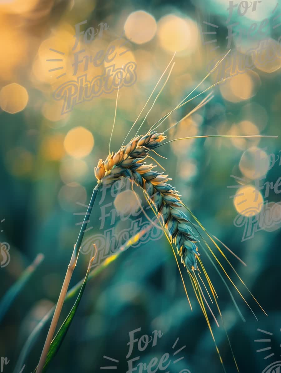 Golden Wheat Spike with Bokeh Background - Nature's Harvest and Agriculture