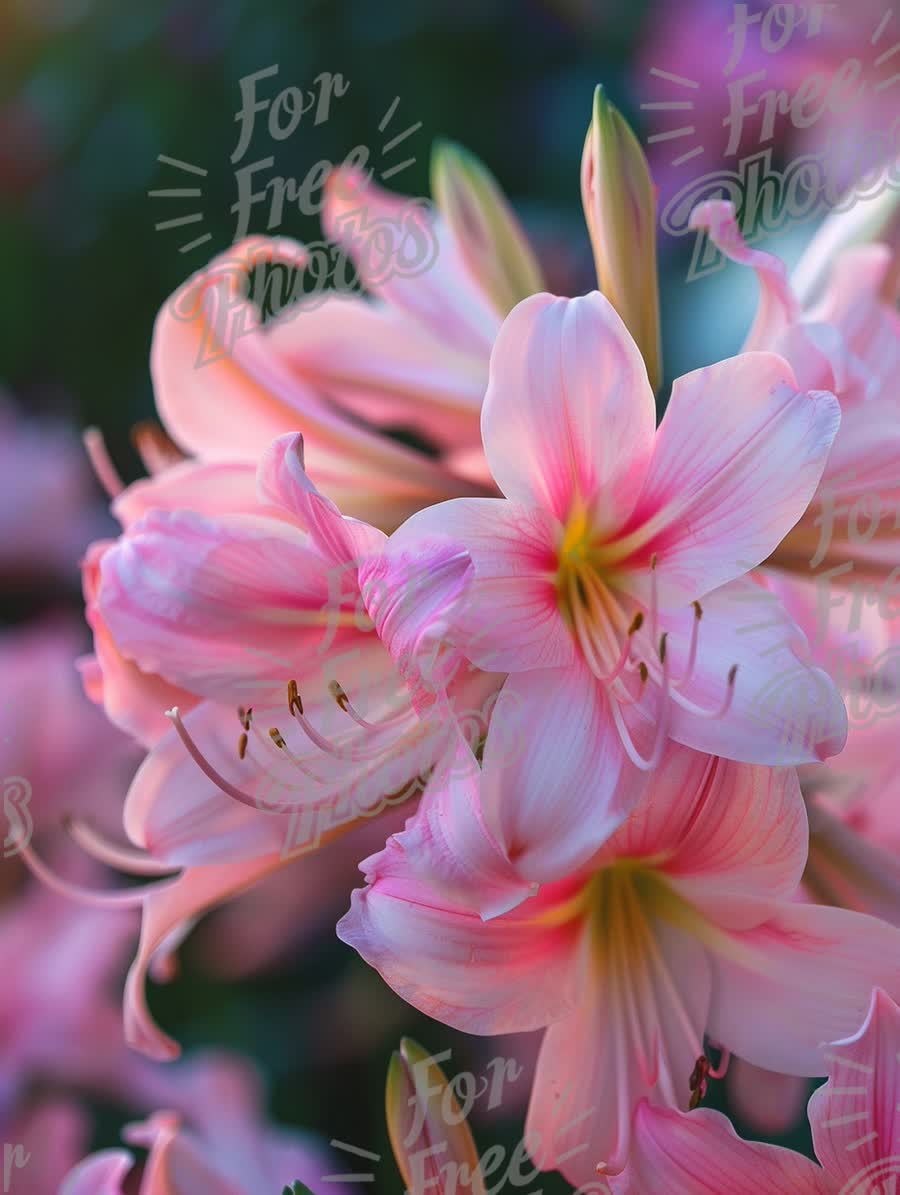 Delicate Pink Lily Blossoms in Soft Focus - Floral Beauty and Nature