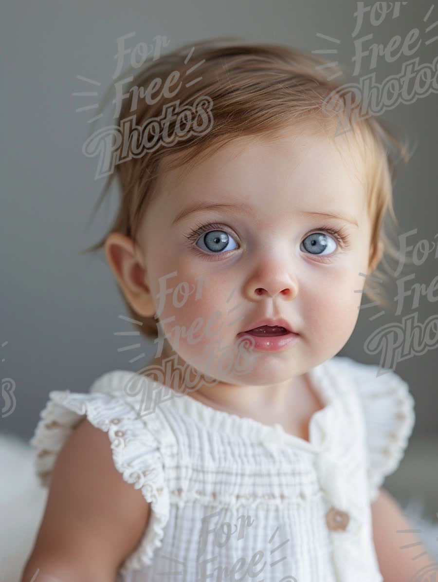 Adorable Baby Portrait with Bright Blue Eyes and Soft Natural Light