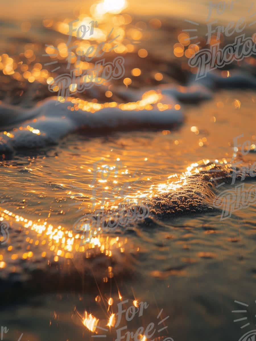 Golden Sunset Reflections on Ocean Waves