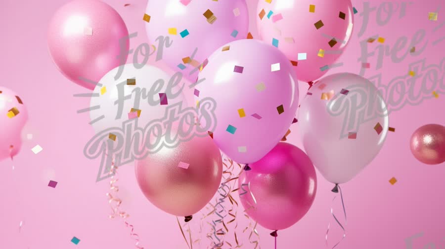 Festive Pink Balloons with Confetti for Celebrations and Parties