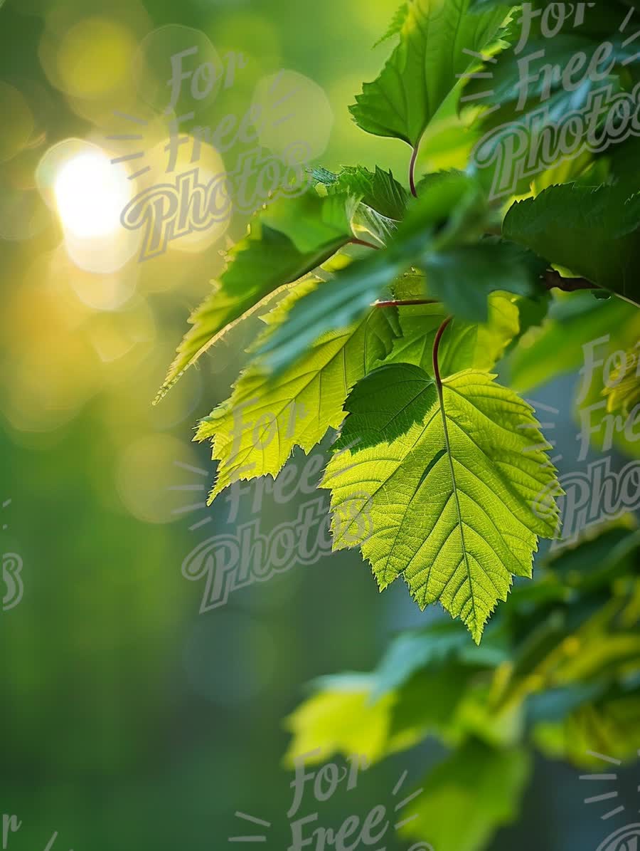 Vibrant Green Leaves with Soft Bokeh Background - Nature's Serenity