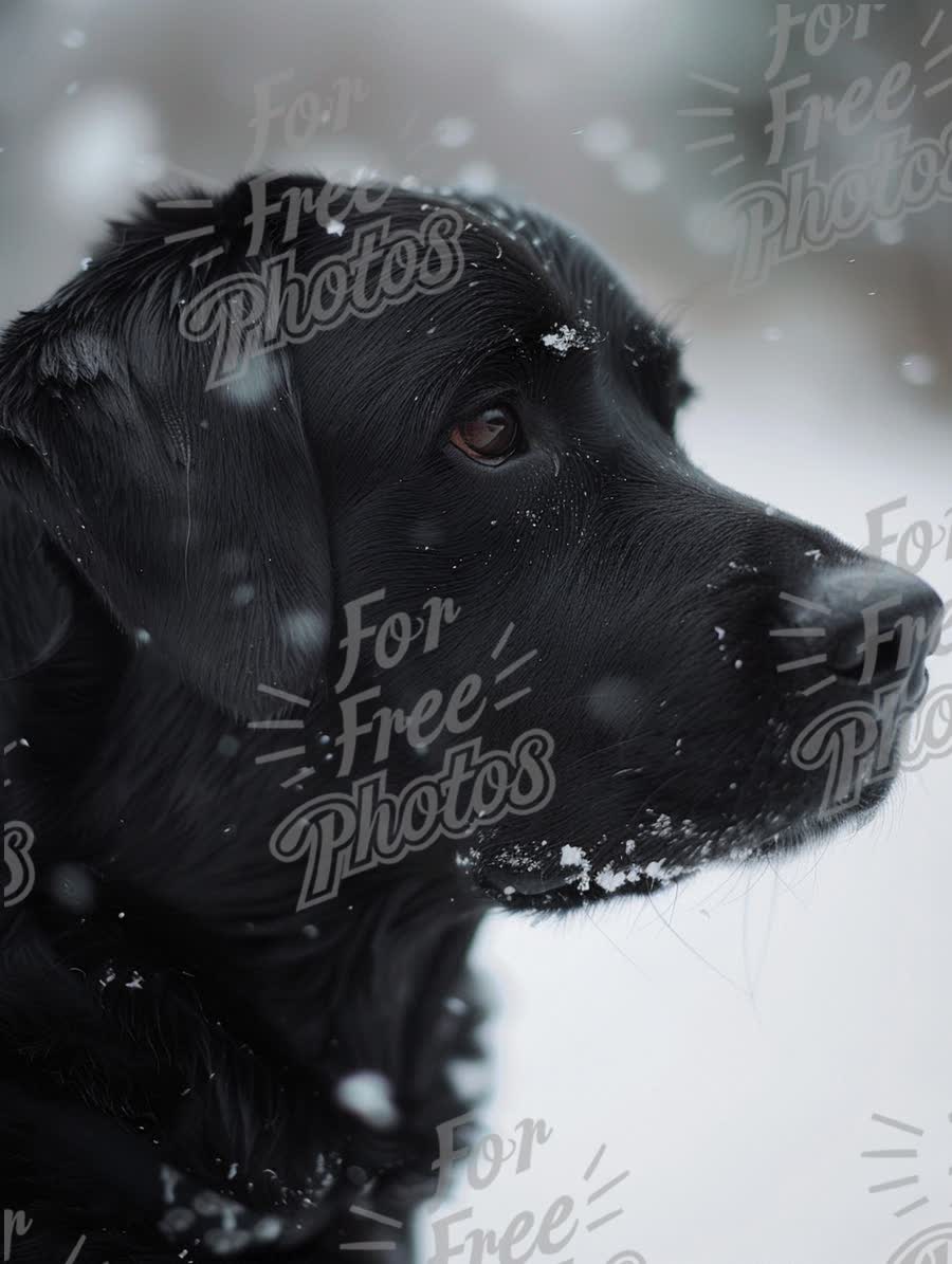 Majestic Black Labrador in Snowy Winter Wonderland