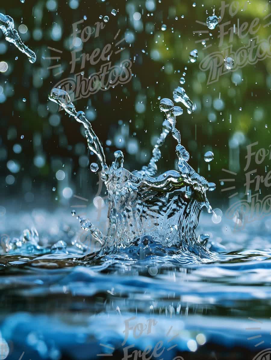 Dynamic Water Splash with Droplets - Refreshing Nature Background