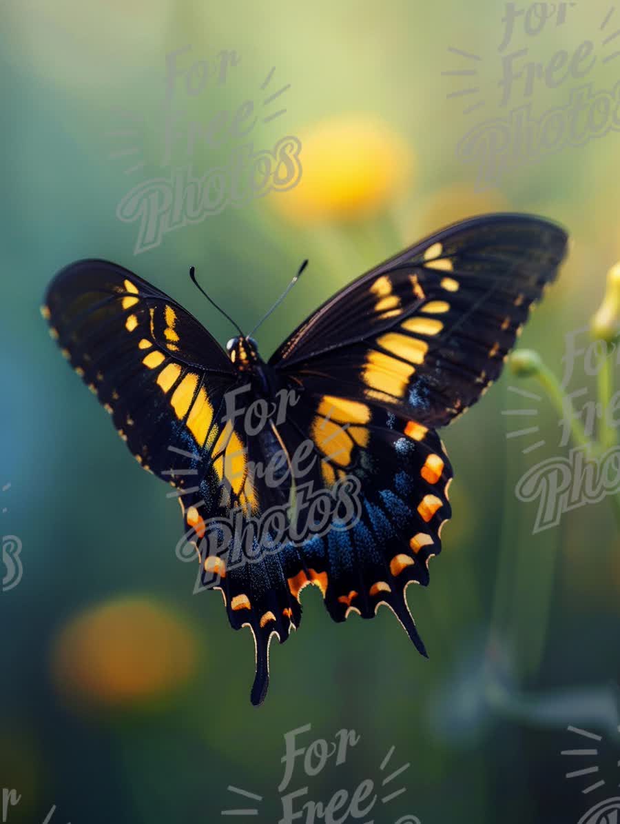 Vibrant Butterfly in Nature: Colorful Insect on Flower with Soft Focus Background