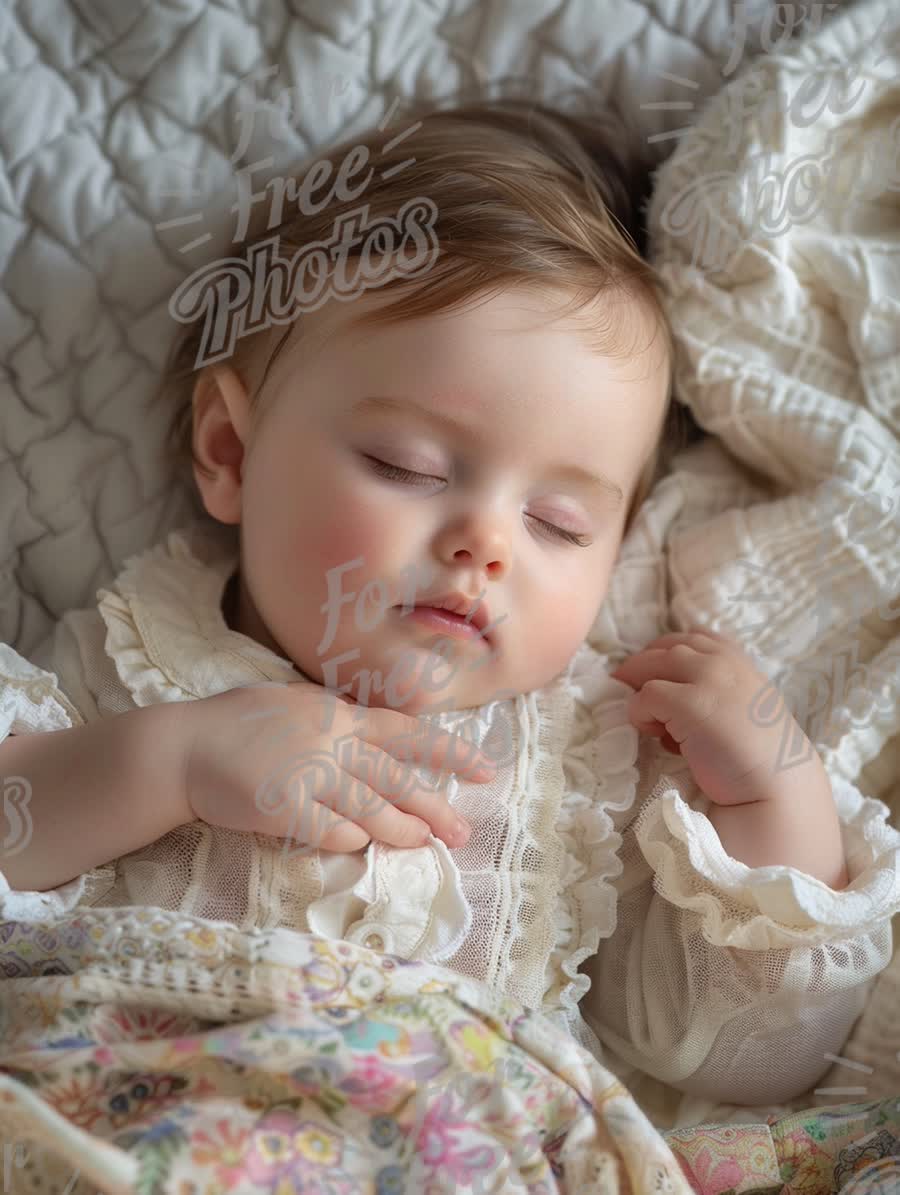 Peaceful Sleeping Baby in Cozy Bed with Soft Textiles