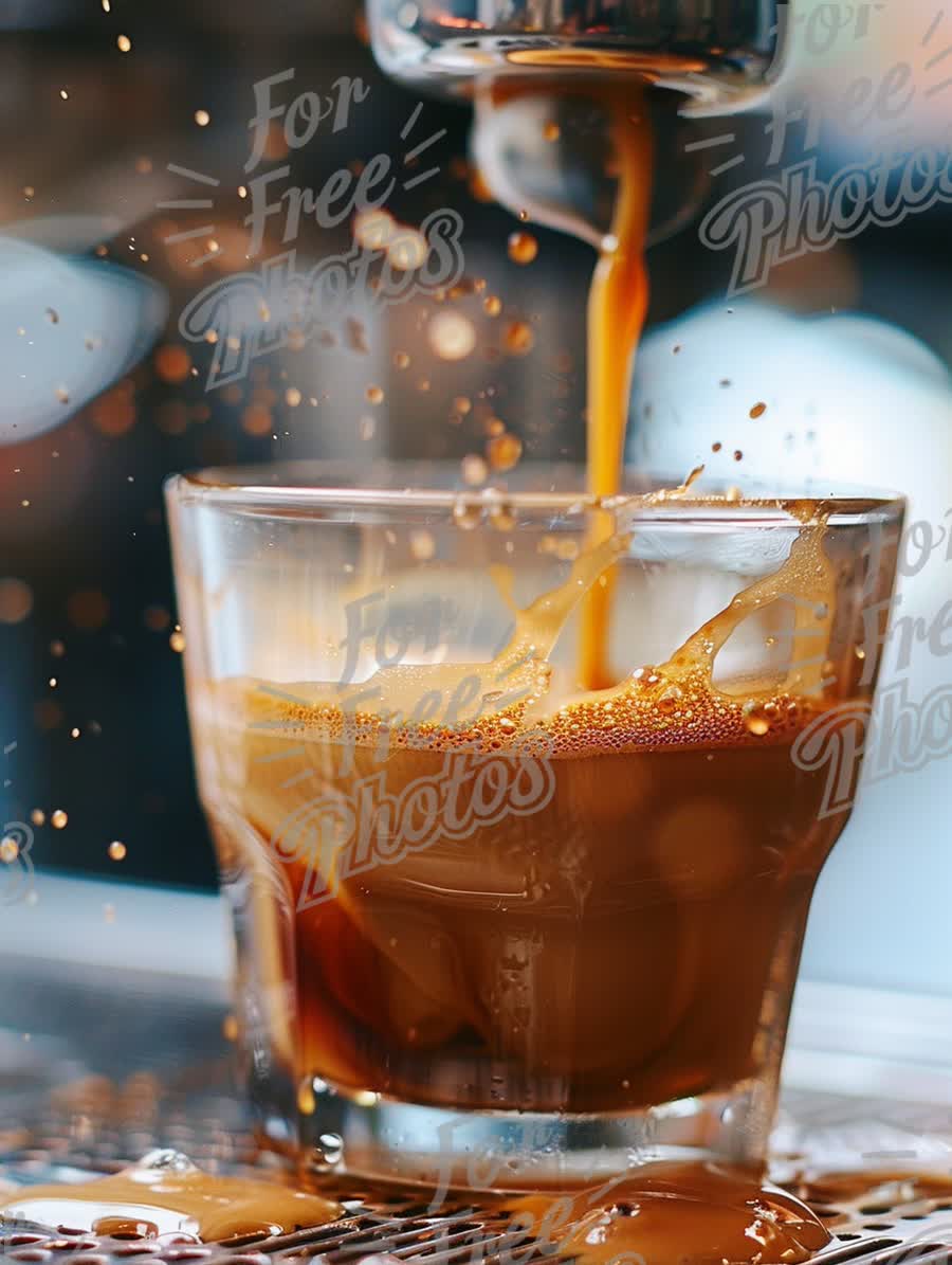 Freshly Brewed Espresso with Dynamic Splash Effect