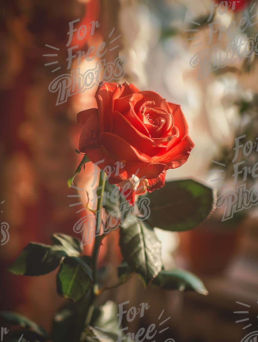 Beautiful Orange Rose in Soft Natural Light - Floral Elegance and Romance