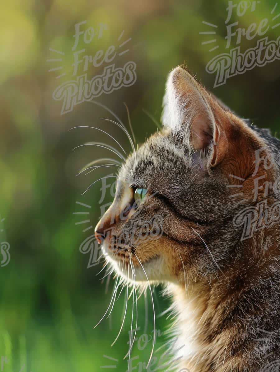 Majestic Cat Profile with Green Eyes in Natural Light