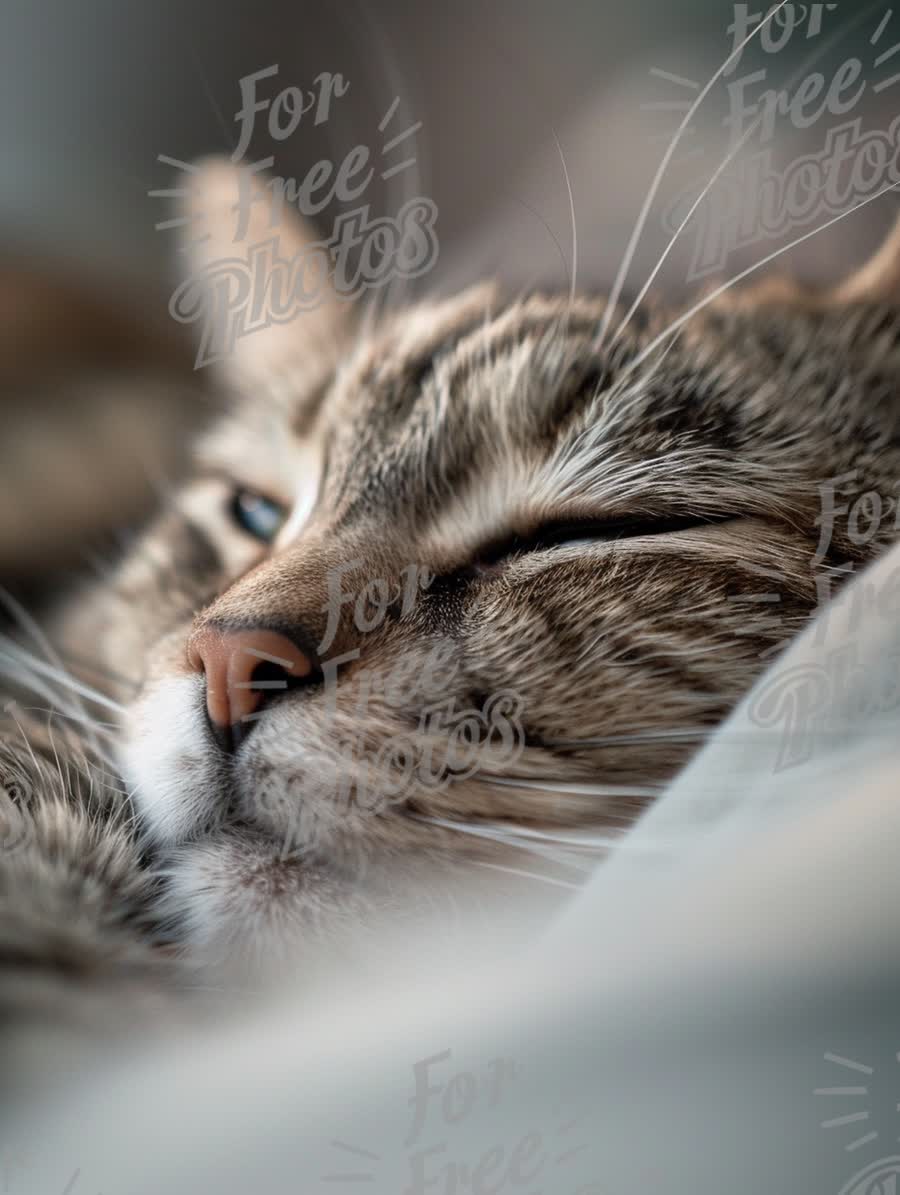 Close-Up of a Relaxed Tabby Cat Sleeping Comfortably