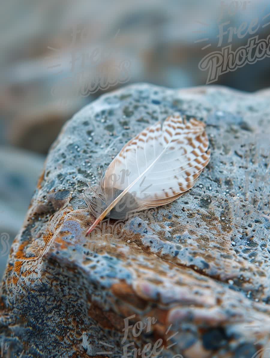 Delicate Feather on Rocky Surface: Nature's Beauty and Texture