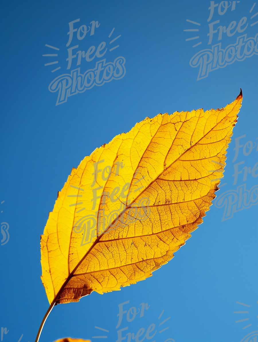 Vibrant Yellow Autumn Leaf Against Clear Blue Sky