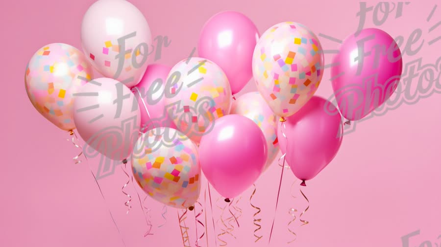 Colorful Party Balloons on Pink Background - Celebration and Festivity Theme