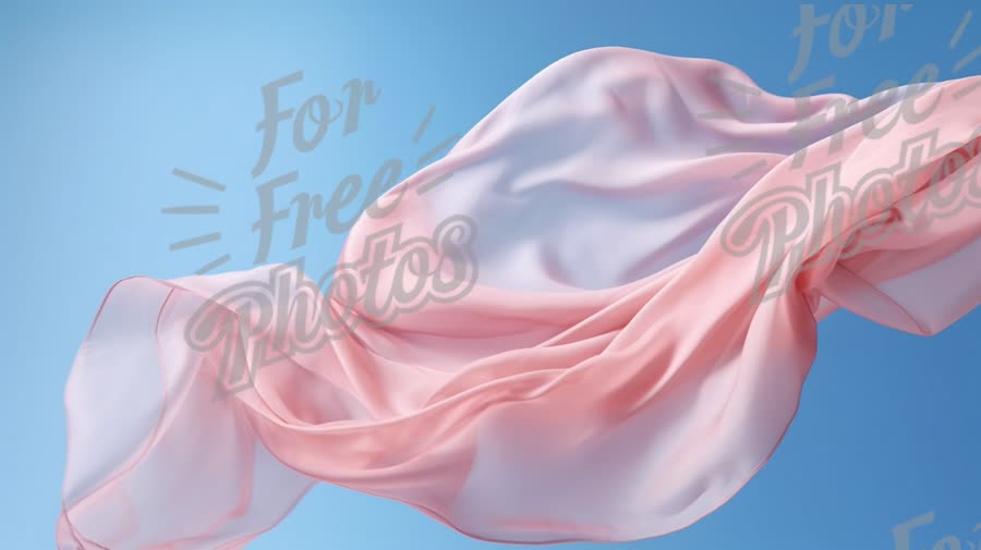 Elegant Flowing Silk Fabric Against Blue Sky Background