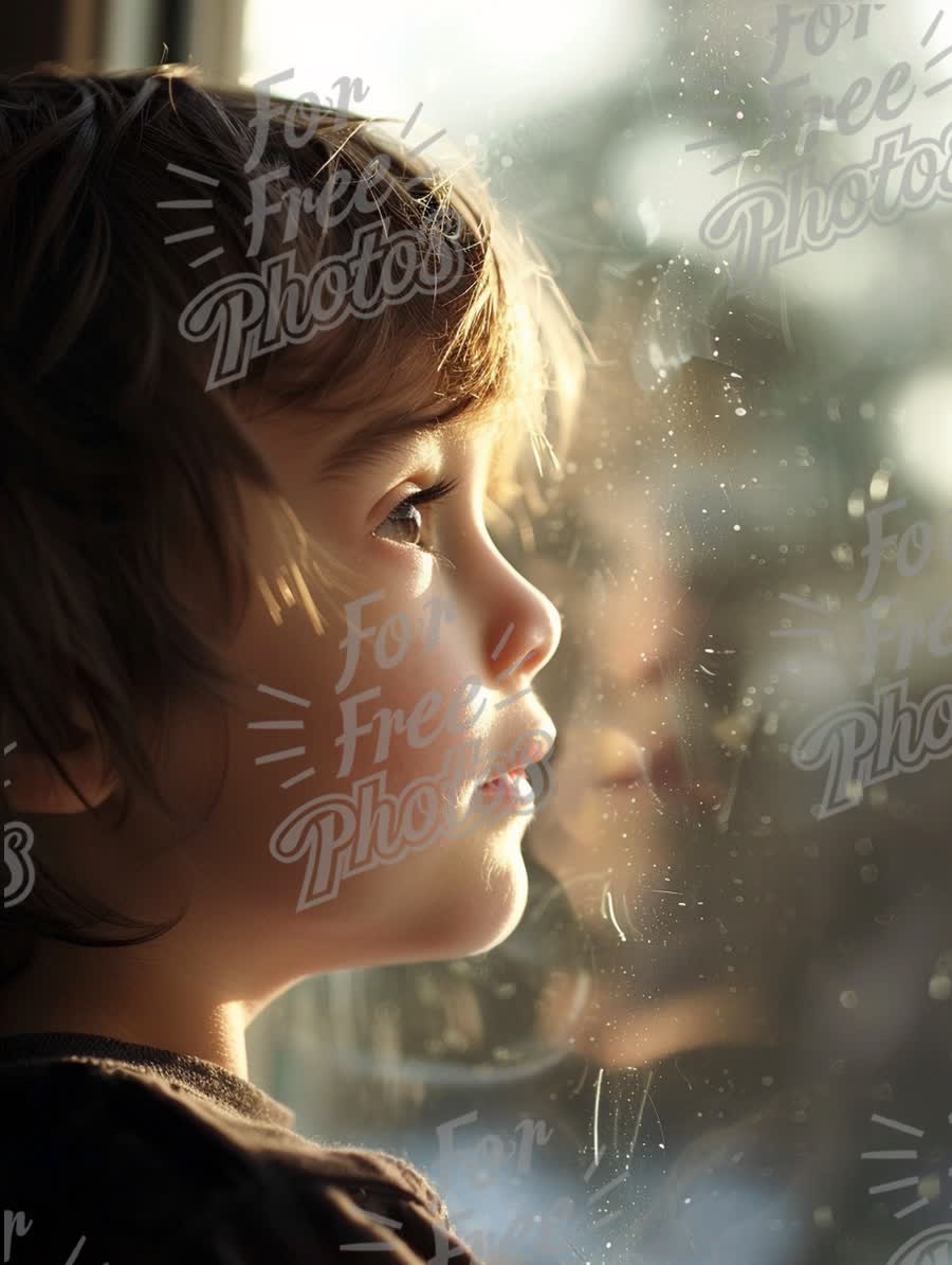 Contemplative Child Gazing Out a Window: Reflection and Wonder