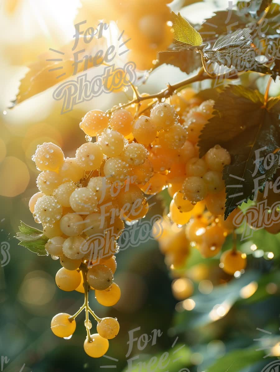 Fresh Golden Berries with Morning Dew in Sunlight