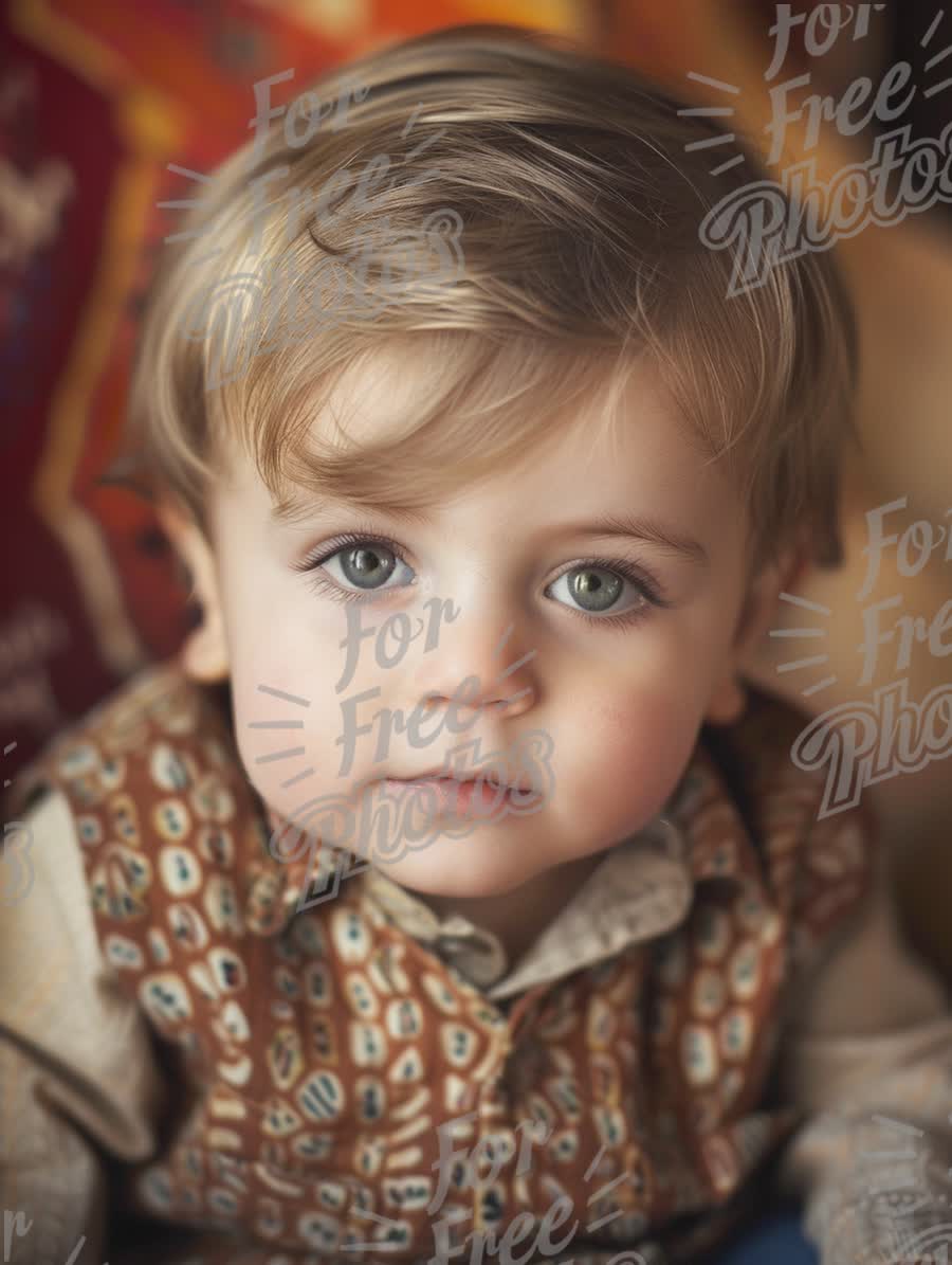 Adorable Toddler Portrait with Expressive Eyes and Vintage Style