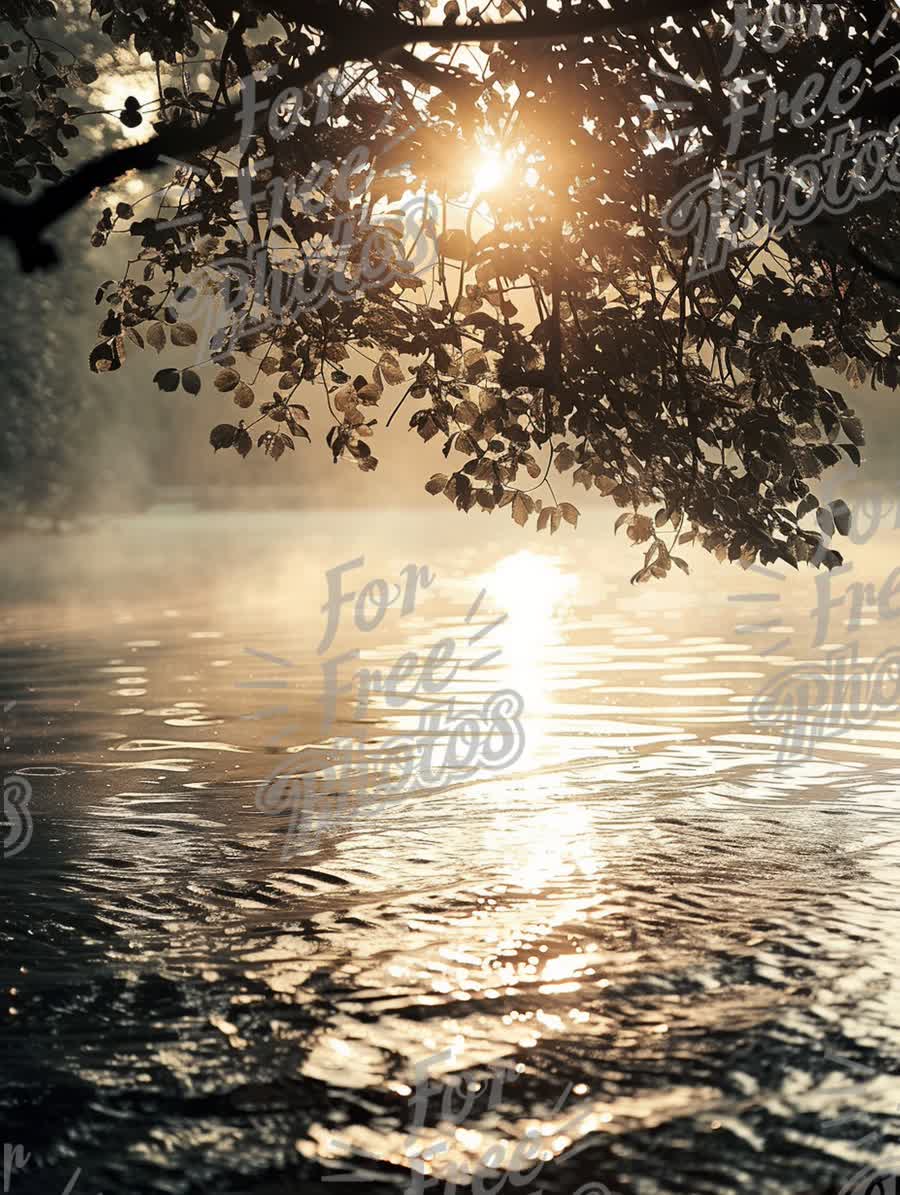 Serene Sunrise Over Tranquil Waters: Nature's Reflection and Peaceful Landscape