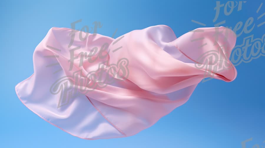 Elegant Pink Silk Fabric Flowing in Blue Sky Background