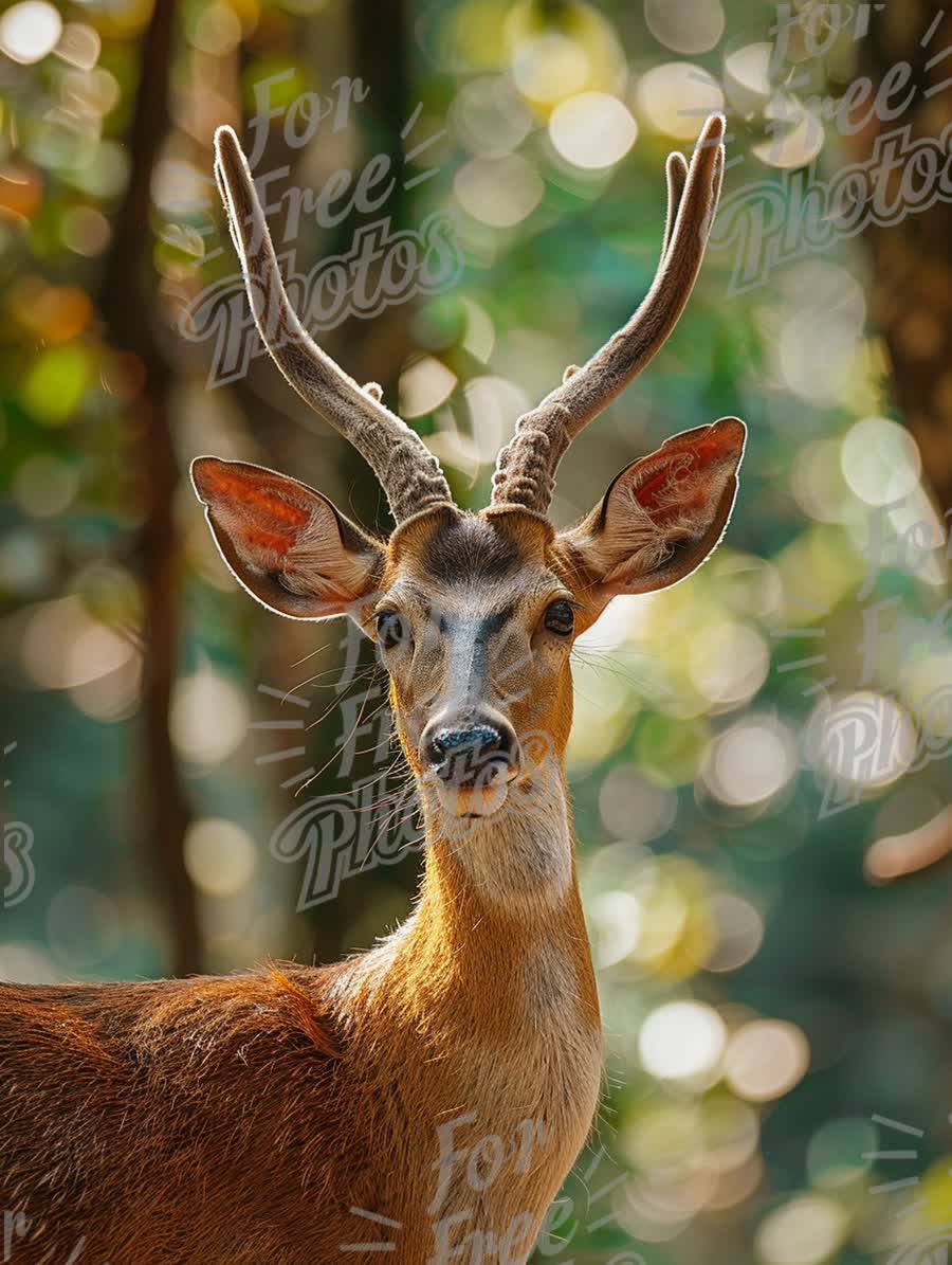 Majestic Deer Portrait in Nature with Bokeh Background