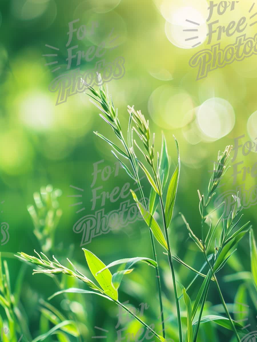 Fresh Green Grass with Soft Bokeh Background - Nature and Serenity