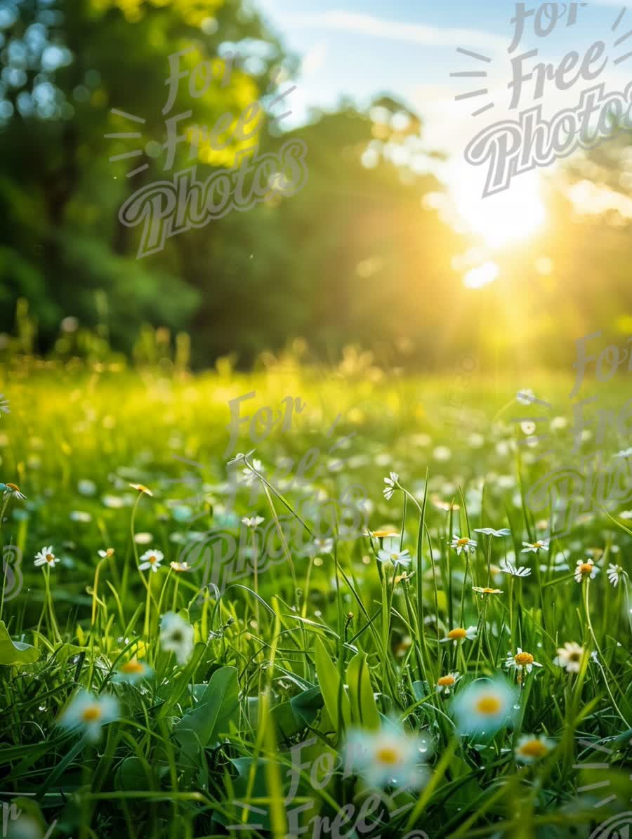 Sunlit Meadow with Wildflowers: Nature's Serenity and Beauty