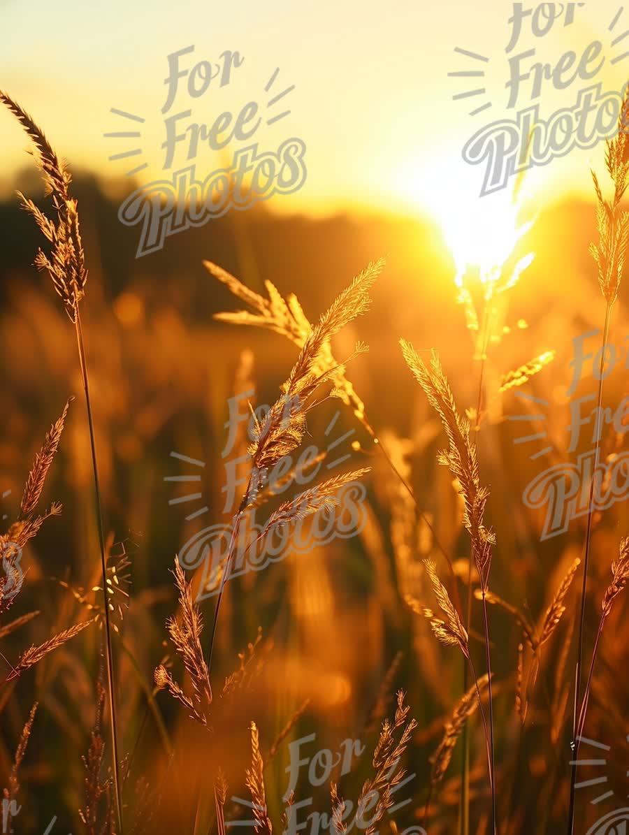 Golden Sunset Over Wheat Field: Nature's Serenity and Warmth