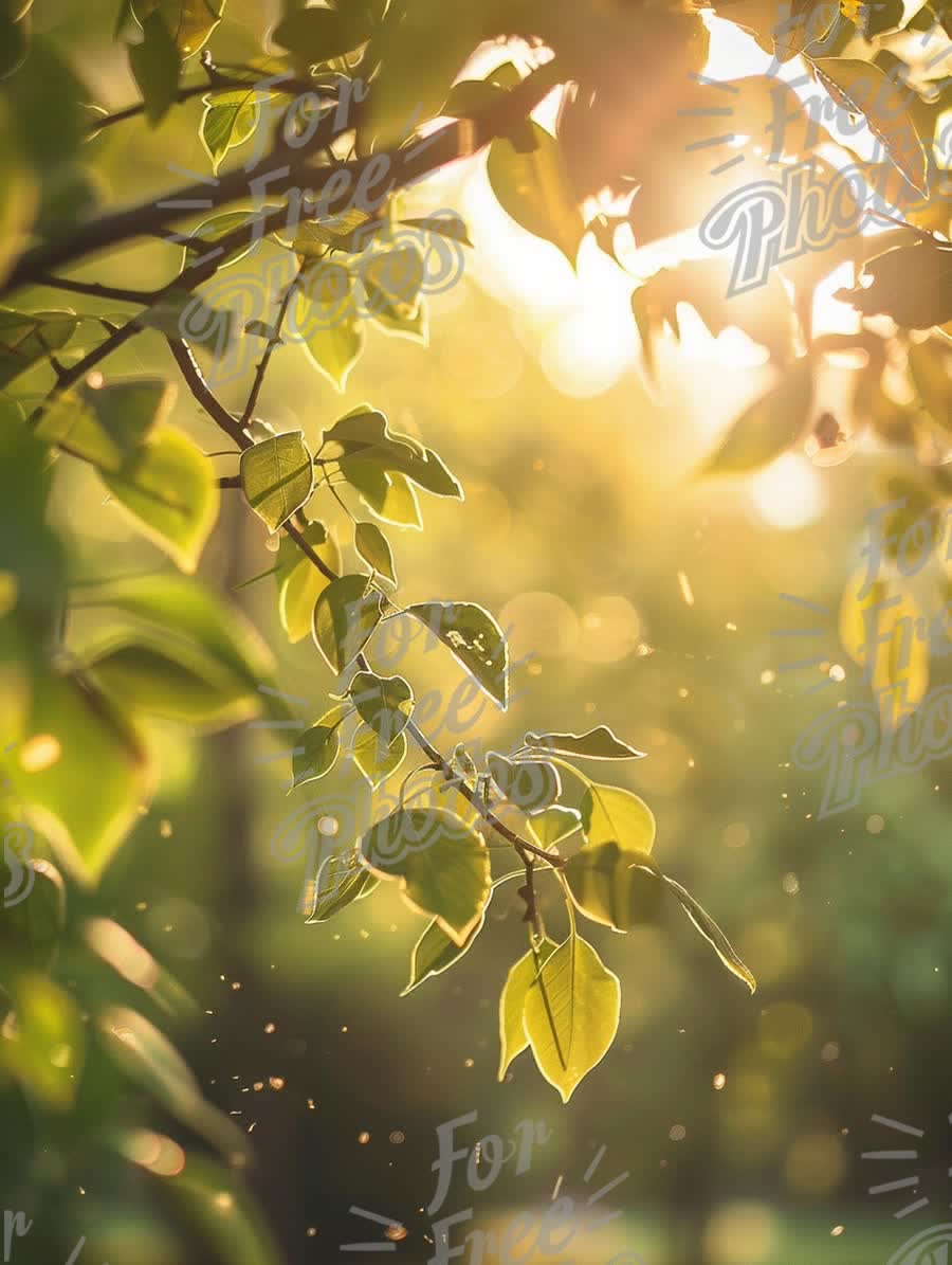 Sunlit Leaves with Bokeh Effect in Nature