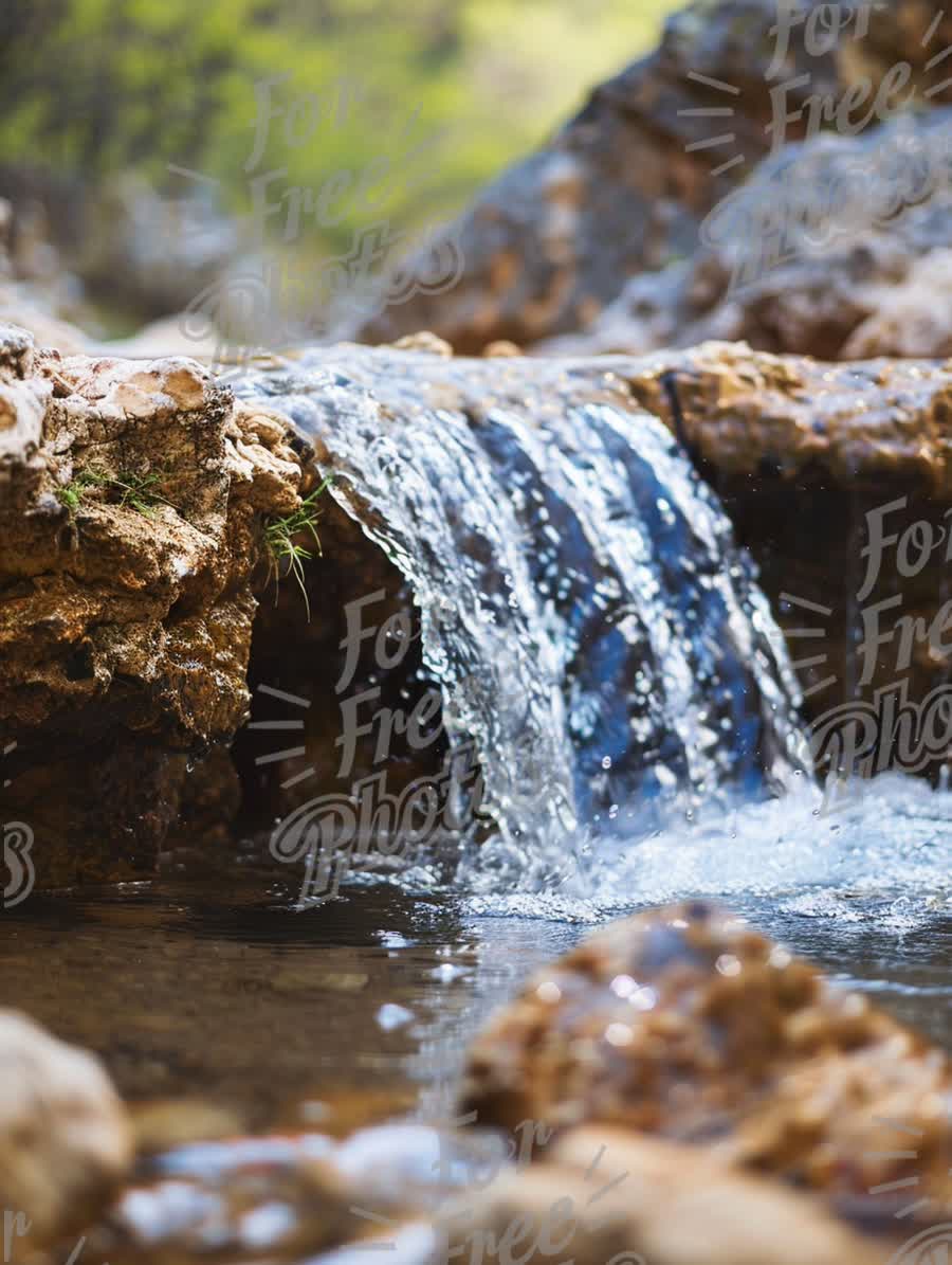 Tranquil Waterfall Cascading Over Rocks in Serene Nature