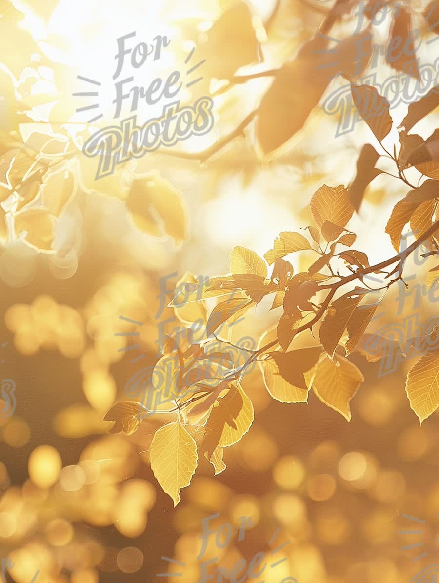 Golden Autumn Leaves with Sunlight Glow - Nature Background