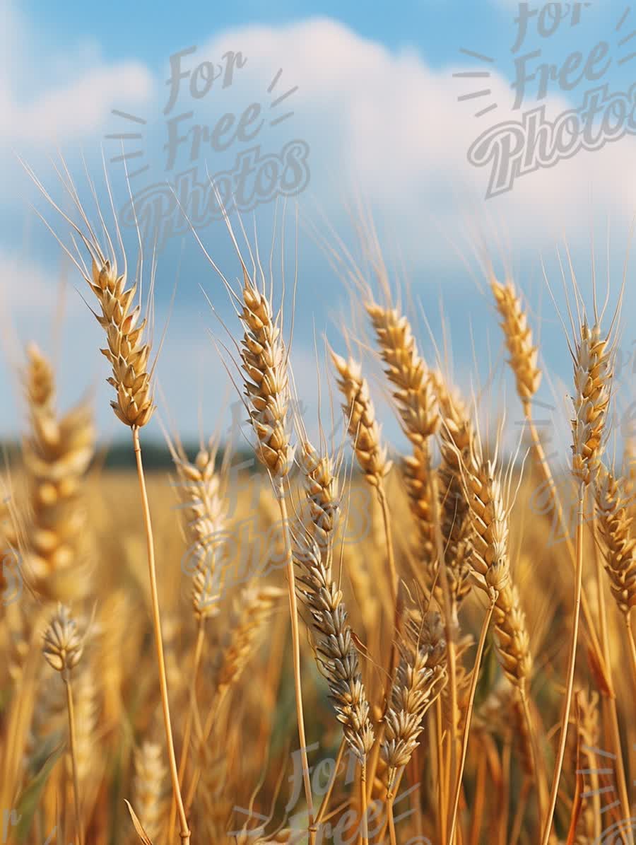 Golden Wheat Field Under Blue Sky: Nature's Bounty and Agriculture