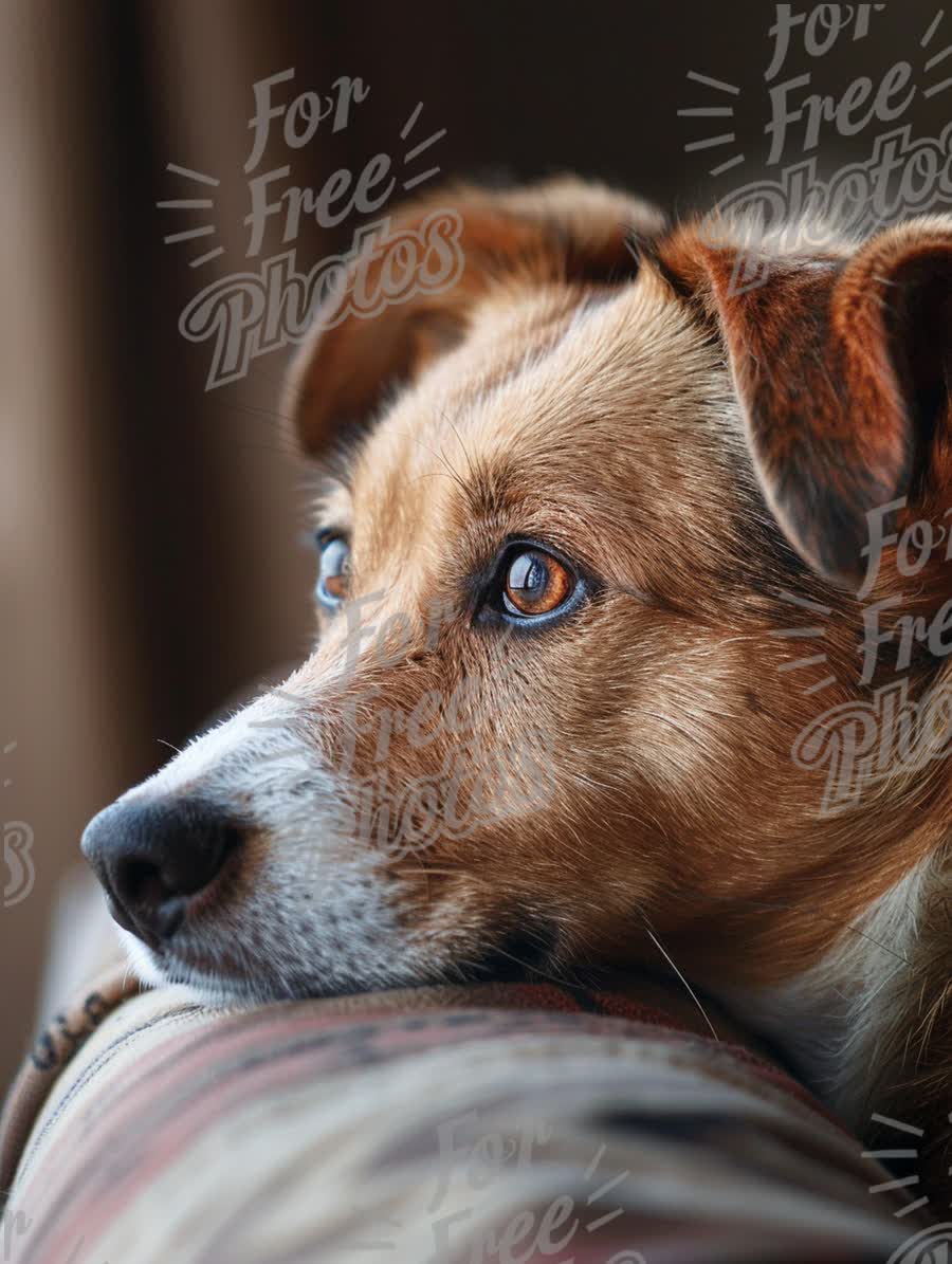 Thoughtful Dog Portrait: Close-Up of a Dog's Expressive Eyes and Relaxed Pose