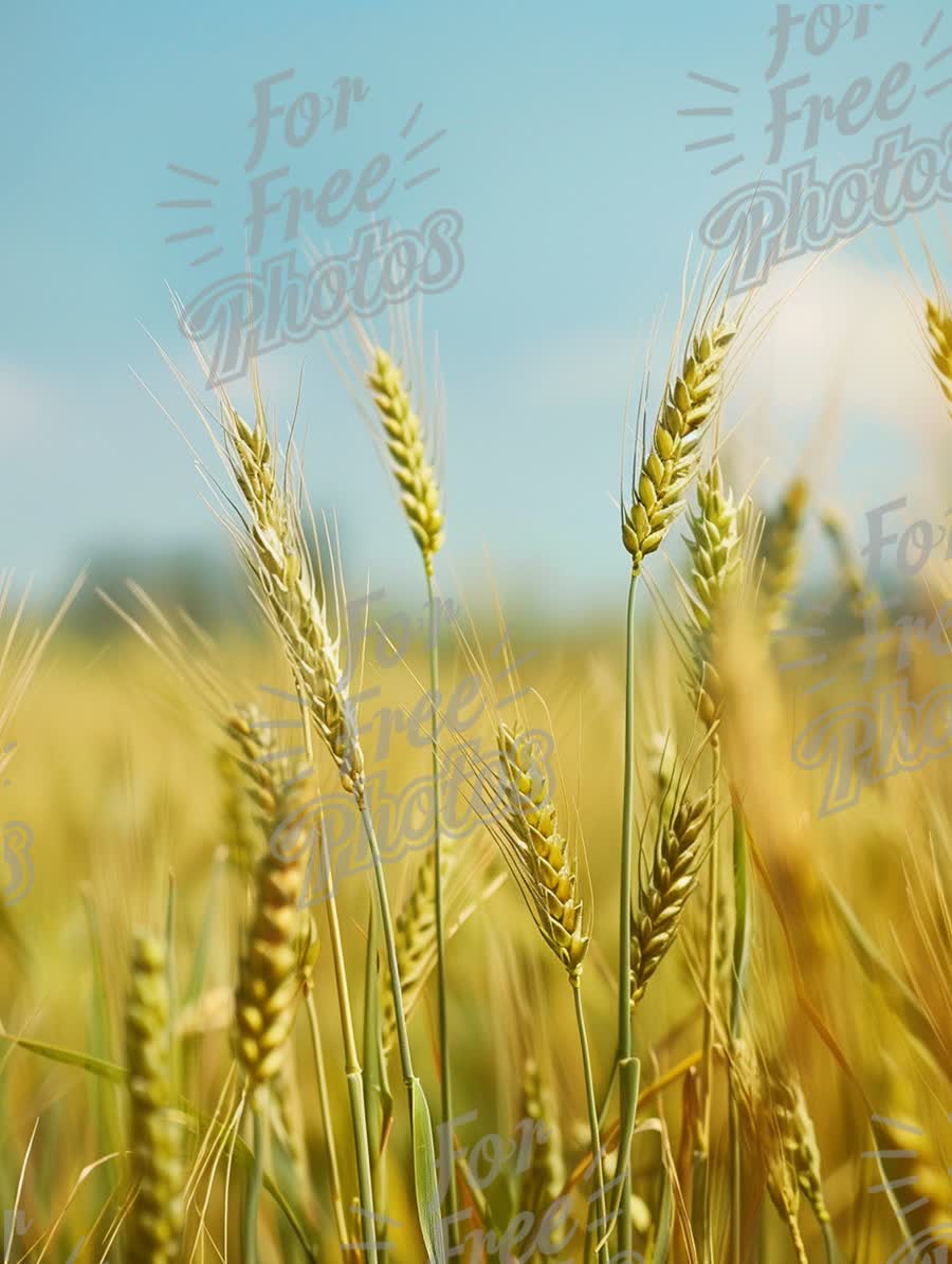 Golden Wheat Field Under Blue Sky - Agriculture and Nature Background