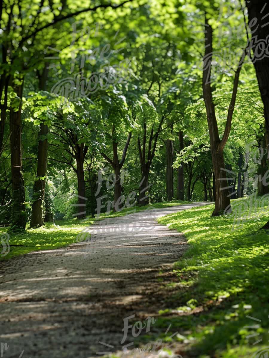 Serene Nature Pathway Through Lush Green Forest