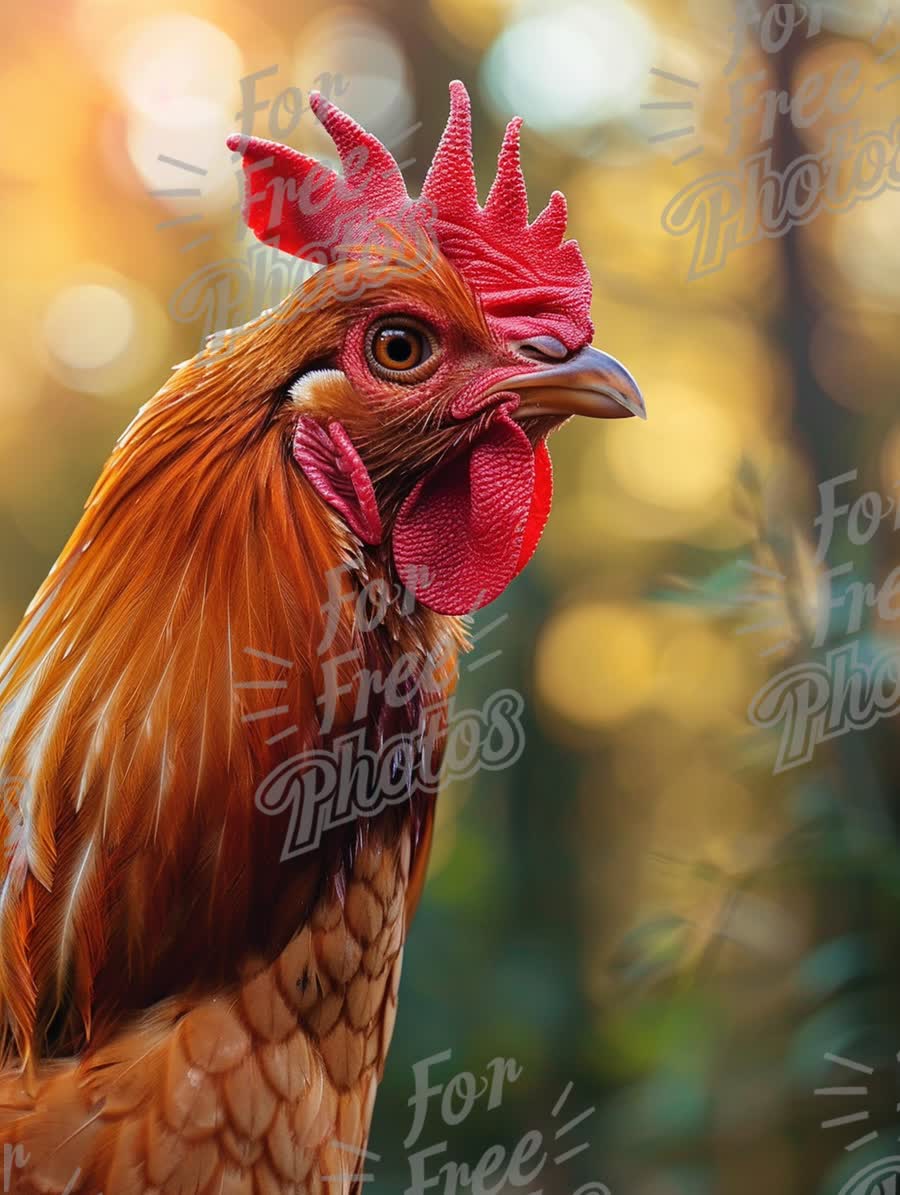 Majestic Rooster Portrait with Bokeh Background - Farm Animal Beauty