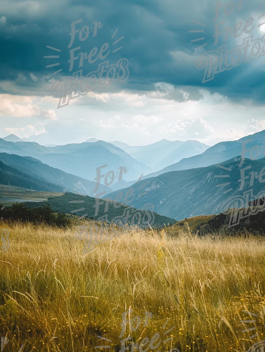 Serene Mountain Landscape with Dramatic Clouds and Lush Greenery