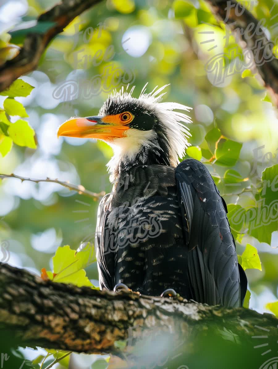 Majestic Hornbill Perched Among Lush Green Foliage