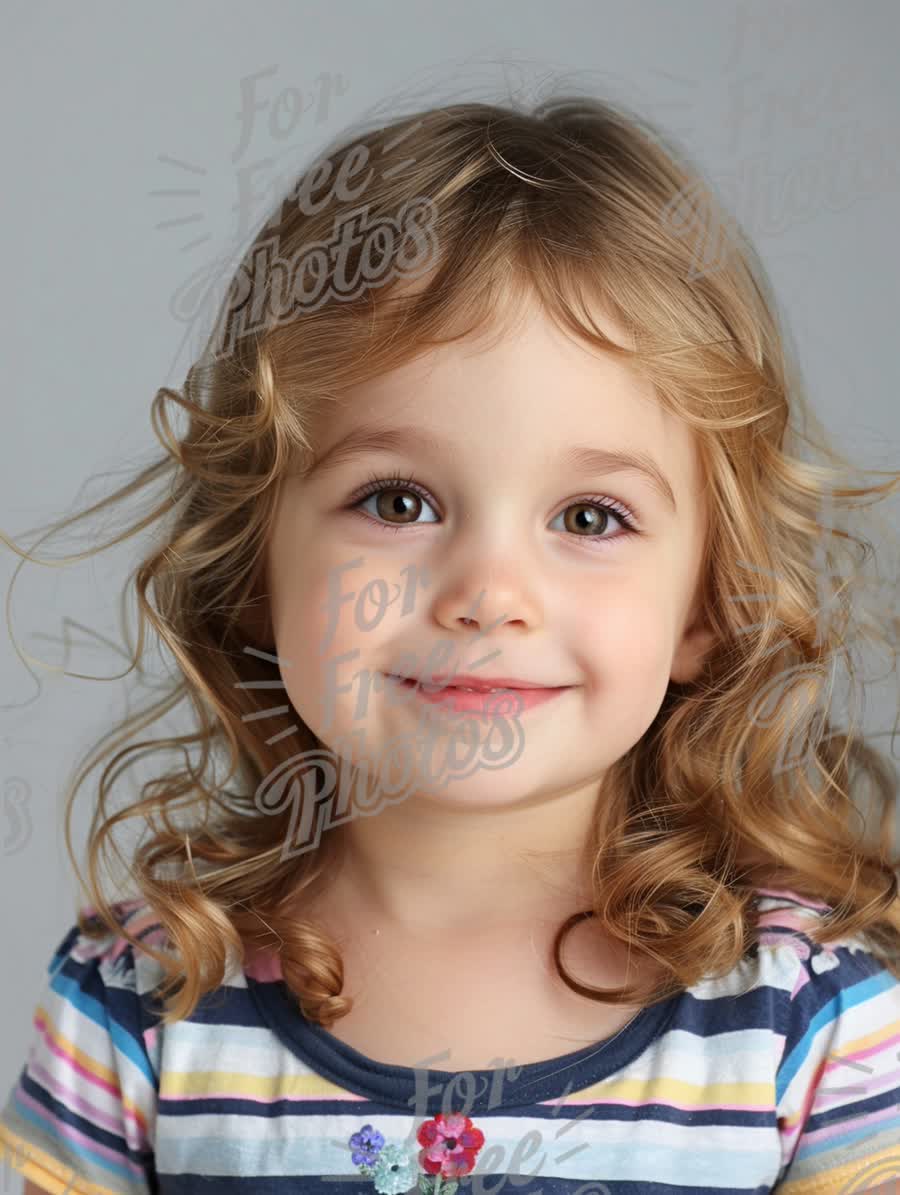 Joyful Child Portrait with Curly Hair and Bright Smile