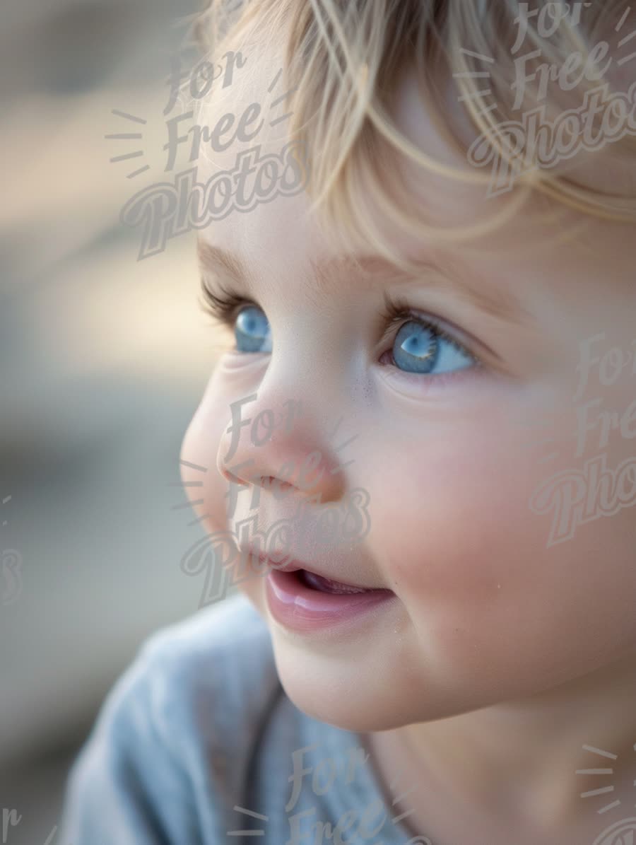 Adorable Child with Bright Blue Eyes and Joyful Expression