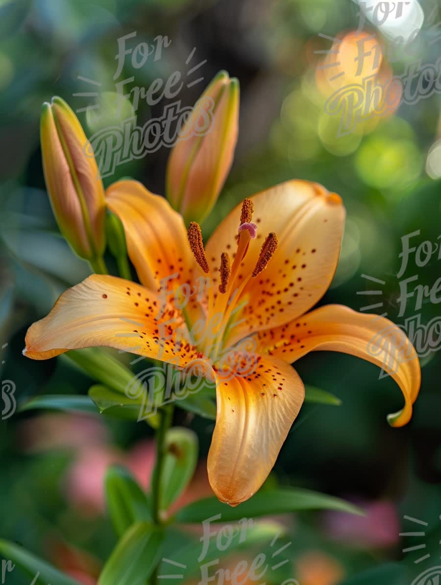 Vibrant Orange Lily Blossom with Soft Bokeh Background