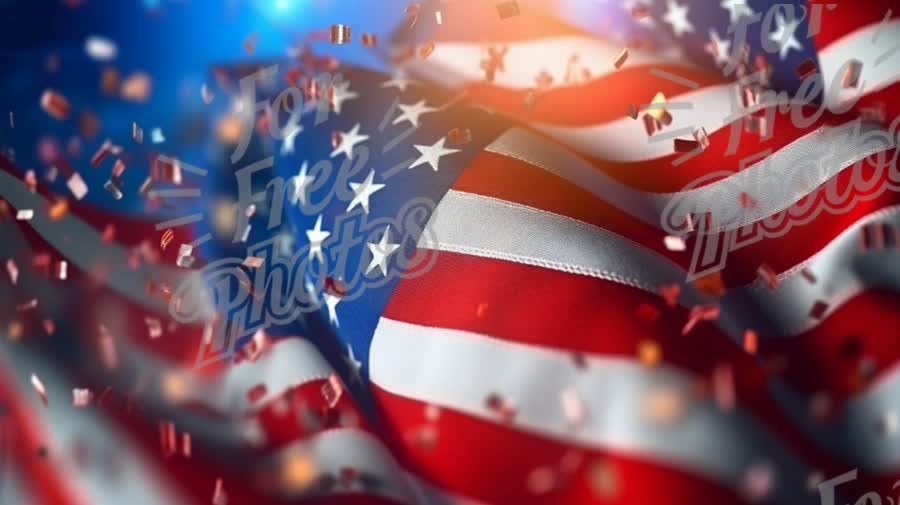 Patriotic American Flag with Confetti: Celebration of Freedom and Unity