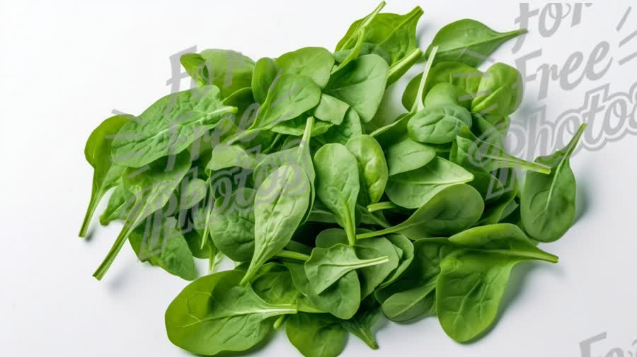 Fresh Organic Spinach Leaves on White Background for Healthy Eating and Nutrition Concepts