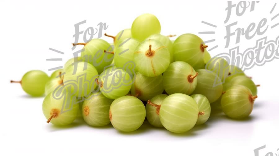 Fresh Green Gooseberries Pile on White Background - Healthy Organic Fruit Concept