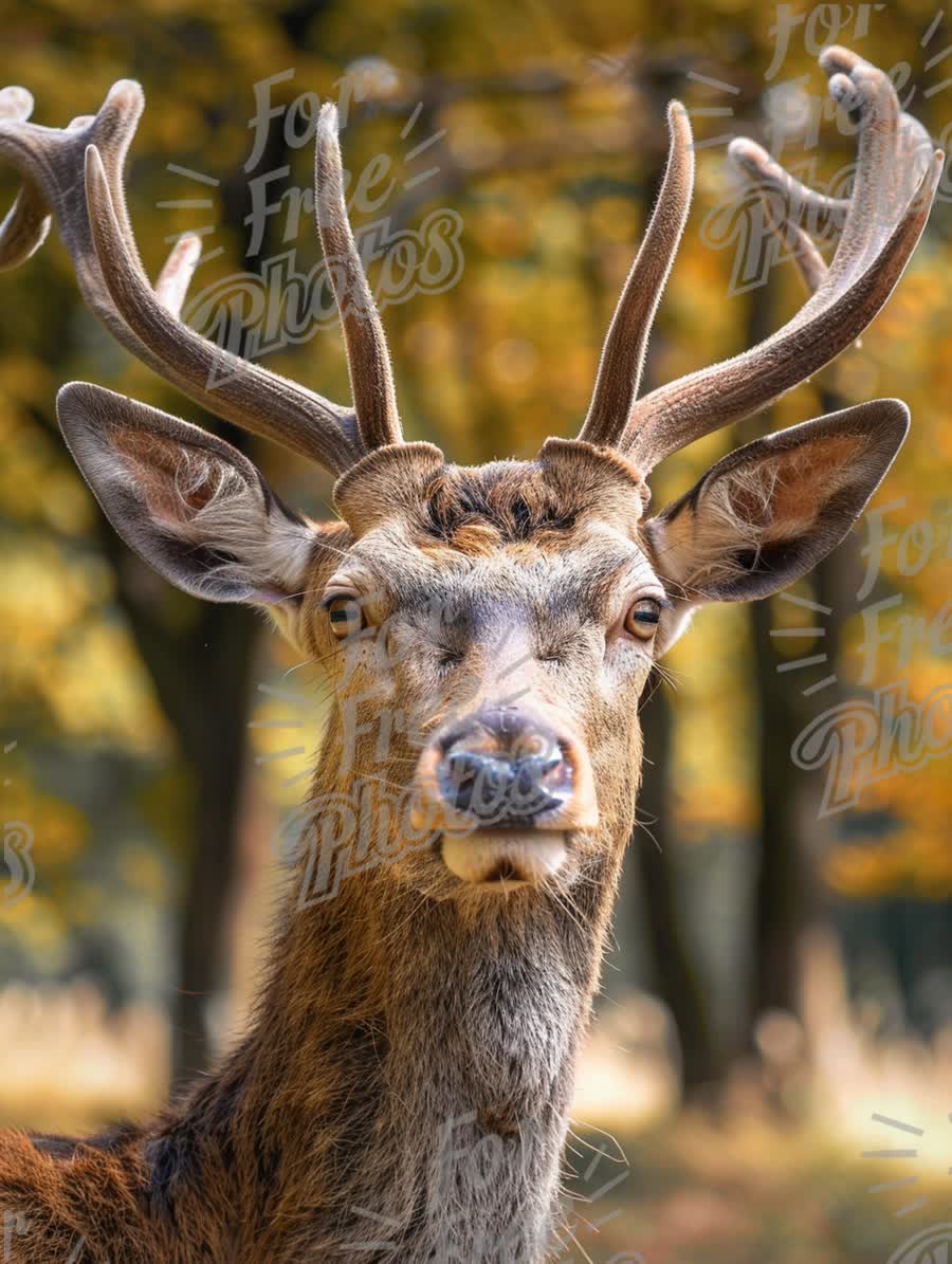 Majestic Stag in Autumn Forest: Nature's Beauty and Wildlife Portrait