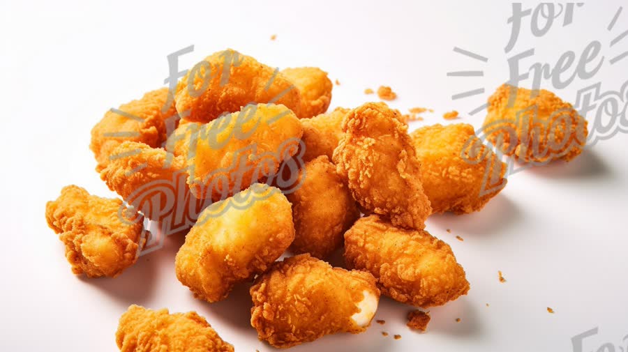 Crispy Golden Chicken Nuggets on White Background